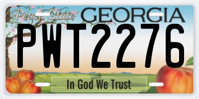 GA license plate PWT2276