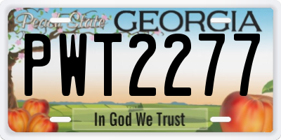 GA license plate PWT2277