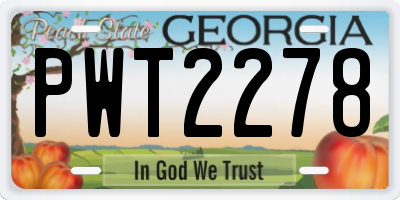 GA license plate PWT2278