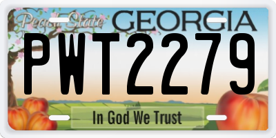 GA license plate PWT2279