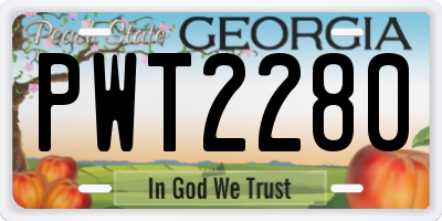 GA license plate PWT2280