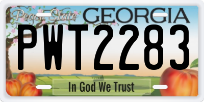 GA license plate PWT2283