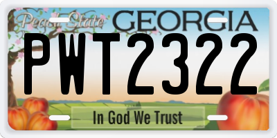GA license plate PWT2322