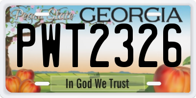 GA license plate PWT2326
