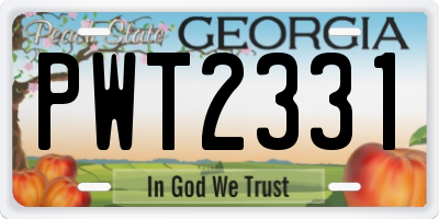 GA license plate PWT2331