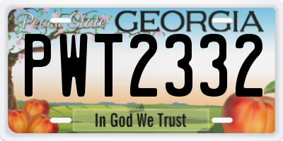 GA license plate PWT2332