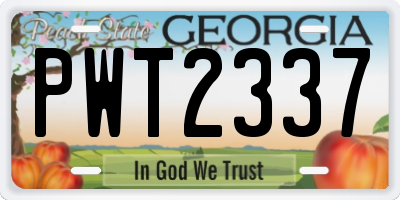 GA license plate PWT2337