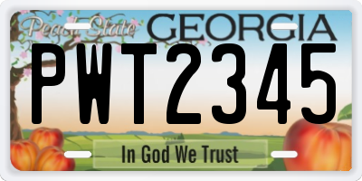 GA license plate PWT2345