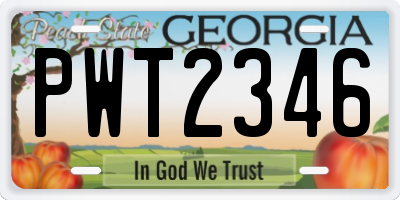 GA license plate PWT2346