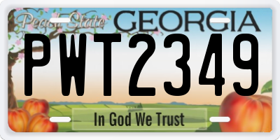 GA license plate PWT2349