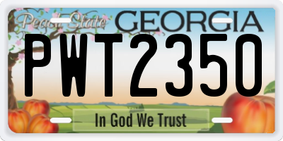 GA license plate PWT2350