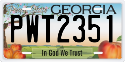 GA license plate PWT2351