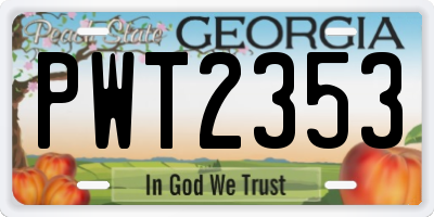 GA license plate PWT2353