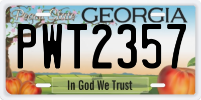 GA license plate PWT2357