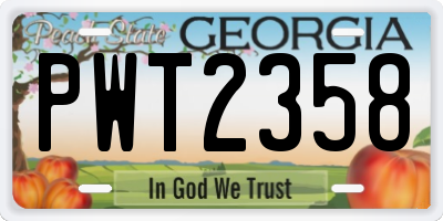 GA license plate PWT2358