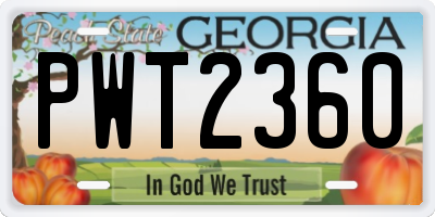 GA license plate PWT2360
