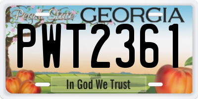 GA license plate PWT2361