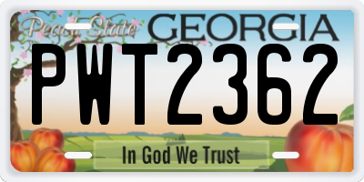 GA license plate PWT2362