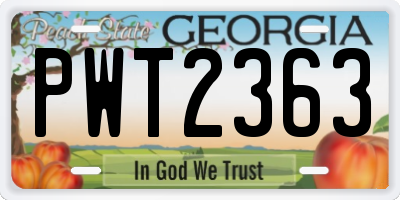 GA license plate PWT2363