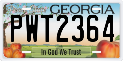 GA license plate PWT2364