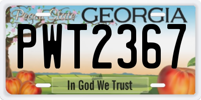 GA license plate PWT2367