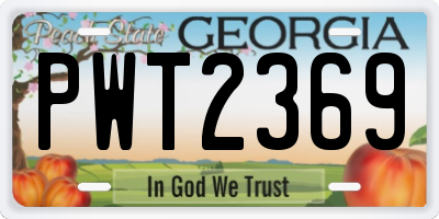 GA license plate PWT2369