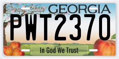 GA license plate PWT2370