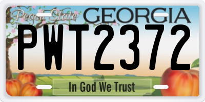 GA license plate PWT2372