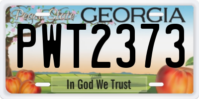GA license plate PWT2373