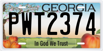 GA license plate PWT2374
