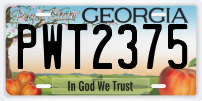 GA license plate PWT2375