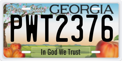 GA license plate PWT2376