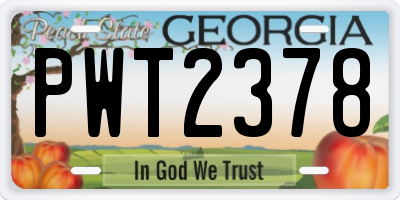 GA license plate PWT2378