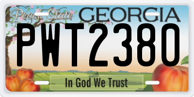 GA license plate PWT2380