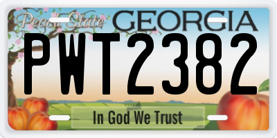 GA license plate PWT2382