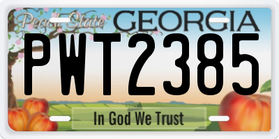 GA license plate PWT2385