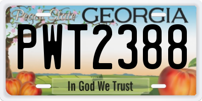 GA license plate PWT2388