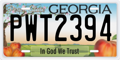 GA license plate PWT2394