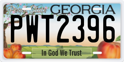 GA license plate PWT2396