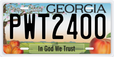 GA license plate PWT2400