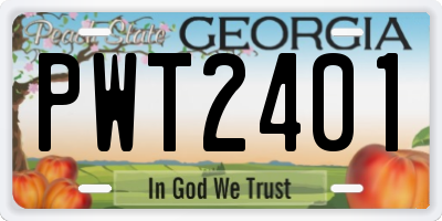 GA license plate PWT2401