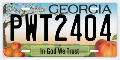 GA license plate PWT2404