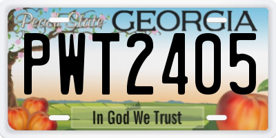 GA license plate PWT2405