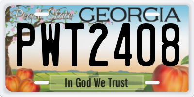 GA license plate PWT2408