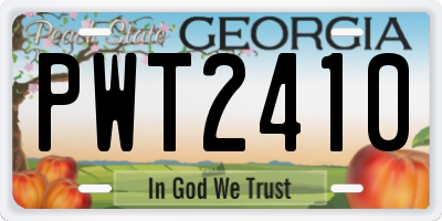 GA license plate PWT2410