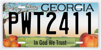 GA license plate PWT2411