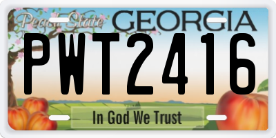 GA license plate PWT2416