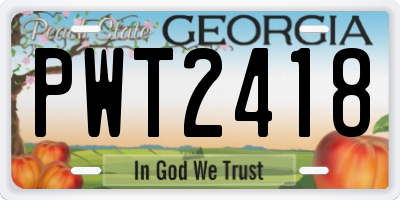 GA license plate PWT2418