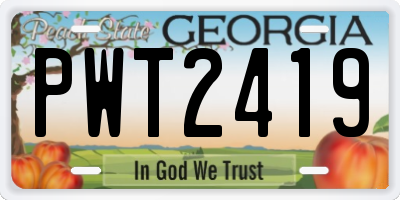 GA license plate PWT2419