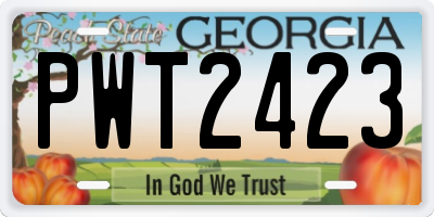 GA license plate PWT2423